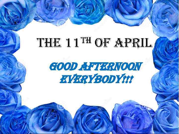 the th 11 of April Good afternoon everybody!!! 