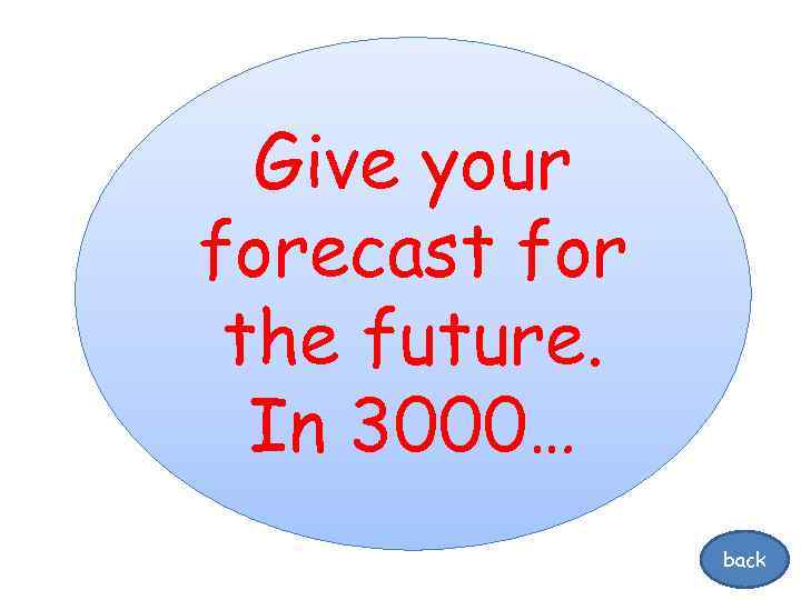 Give your forecast for the future. In 3000… back 