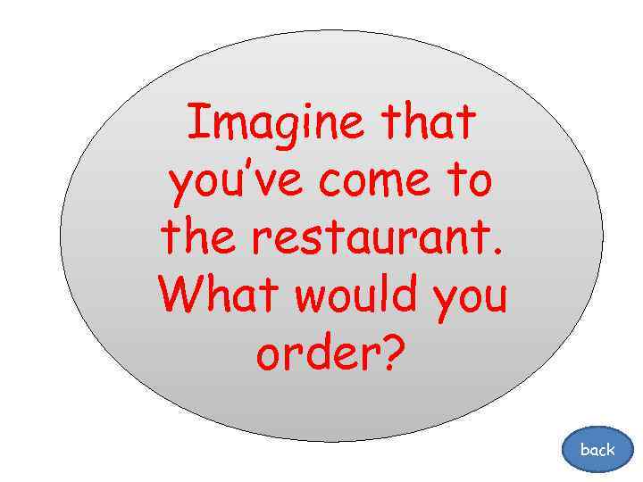 Imagine that you’ve come to the restaurant. What would you order? back 