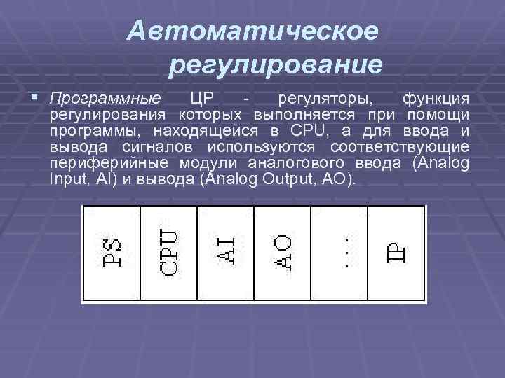 Автоматическое регулирование § Программные ЦР регуляторы, функция регулирования которых выполняется при помощи программы, находящейся