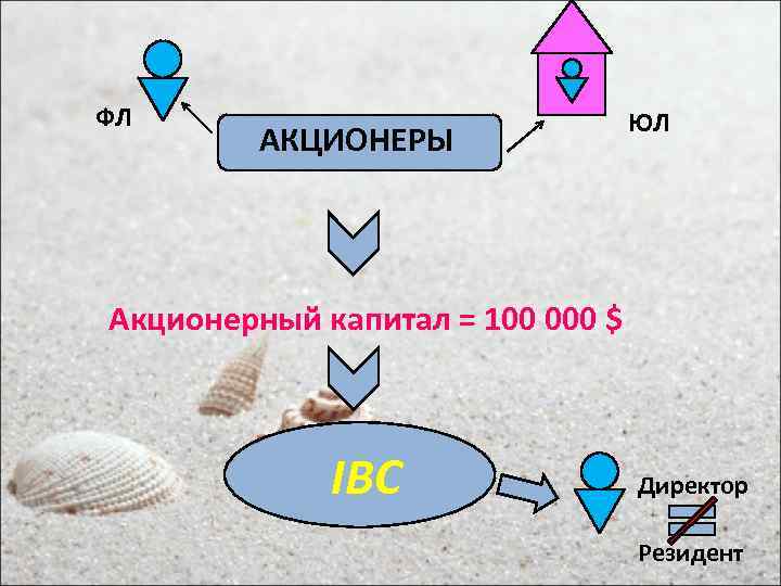 ФЛ АКЦИОНЕРЫ ЮЛ Акционерный капитал = 100 000 $ IBC Директор Резидент 