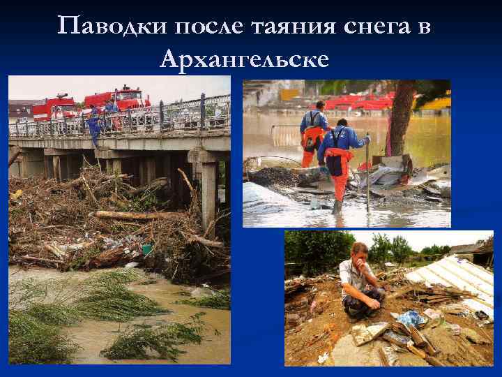 Паводки после таяния снега в Архангельске 