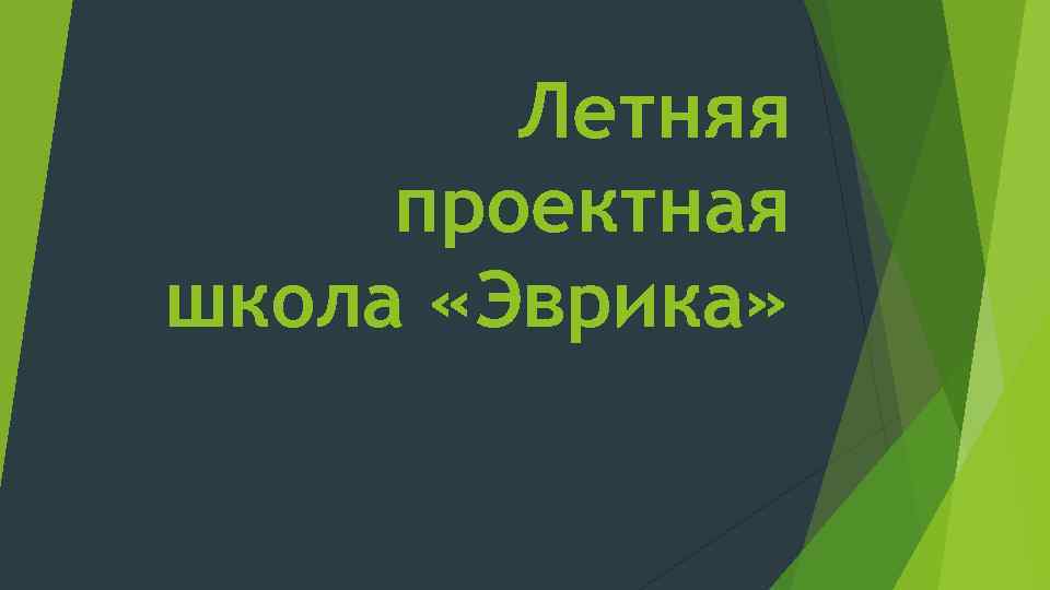 Летняя проектная школа «Эврика» 