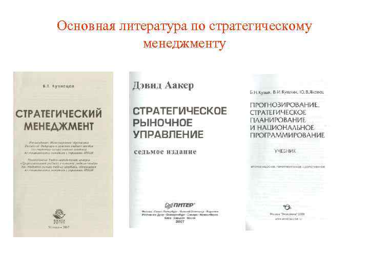Основная литература по стратегическому менеджменту 