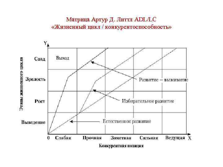Матрица Артур Д. Литтл ADL/LC «Жизненный цикл / конкурентоспособность» 