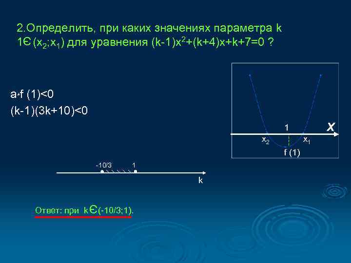 2. Определить, при каких значениях параметра k 1 (x 2; x 1) для уравнения