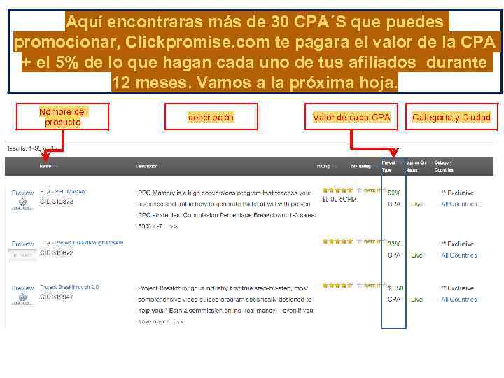 Aquí encontraras más de 30 CPA´S que puedes promocionar, Clickpromise. com te pagara el