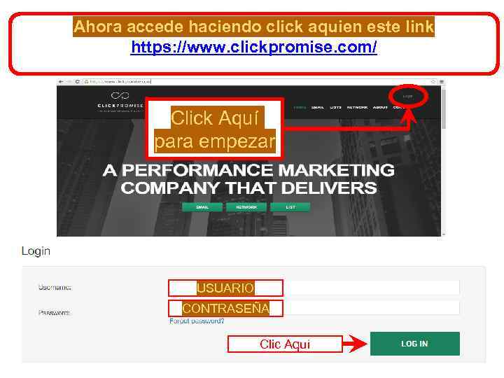 Ahora accede haciendo click aquien este link https: //www. clickpromise. com/ Click Aquí para