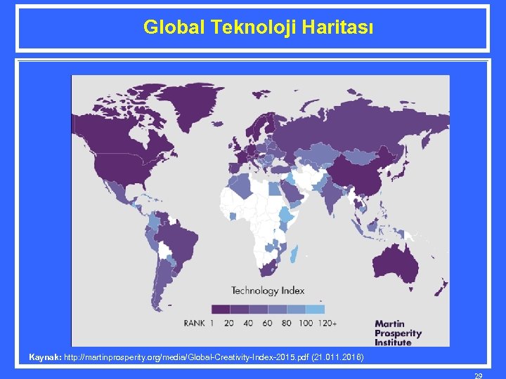 Global Teknoloji Haritası Kaynak: http: //martinprosperity. org/media/Global-Creativity-Index-2015. pdf (21. 011. 2016) 29 