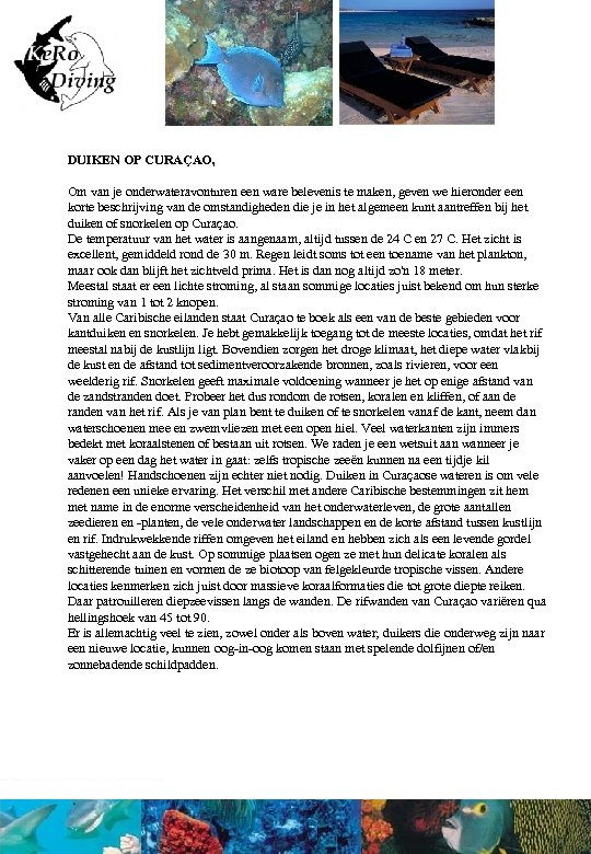 DUIKEN OP CURAÇAO, Om van je onderwateravonturen een ware belevenis te maken, geven we