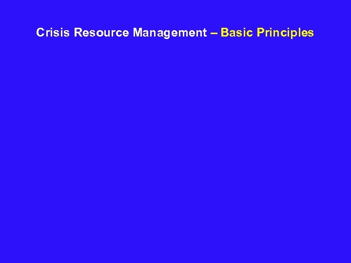  Crisis Resource Management – Basic Principles 