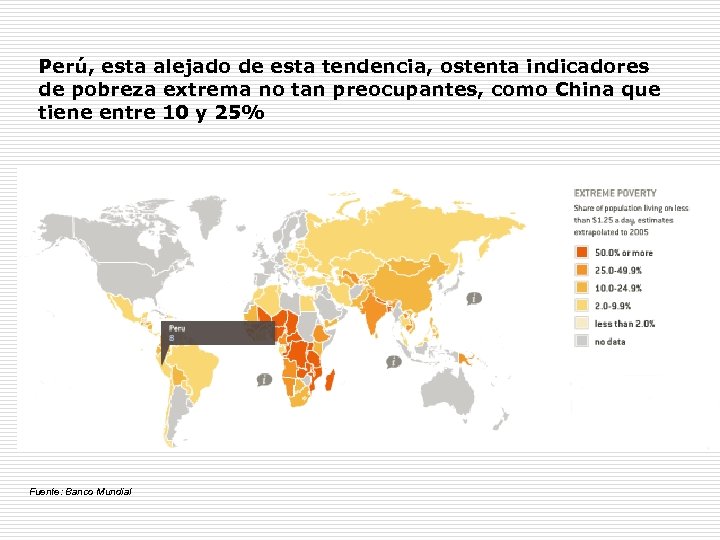 Perú, esta alejado de esta tendencia, ostenta indicadores de pobreza extrema no tan preocupantes,
