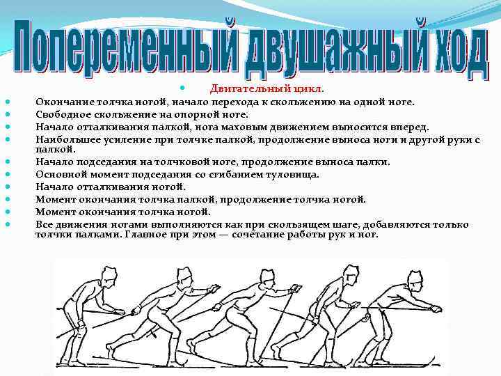  Двигательный цикл. Окончание толчка ногой, начало перехода к скольжению на одной ноге. Свободное