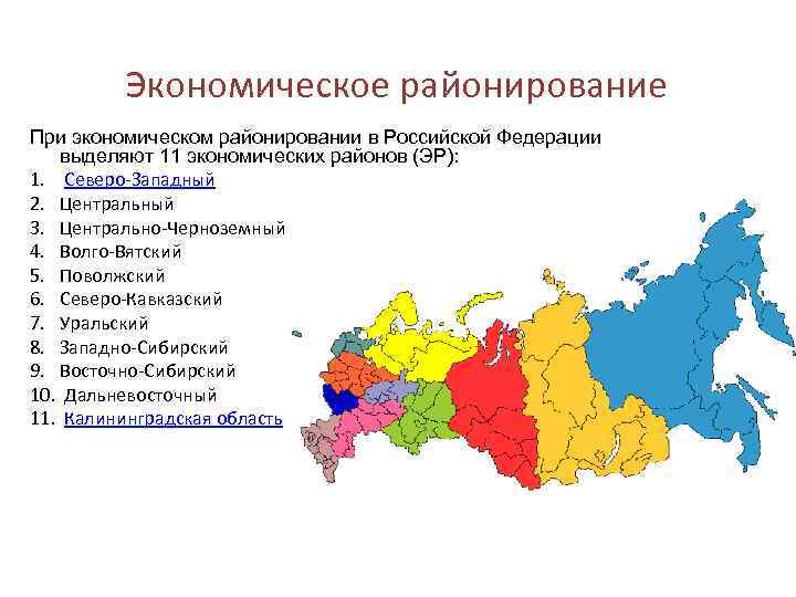 Какая республика входит в состав экономического района. Субъекты РФ В составе экономических районов.