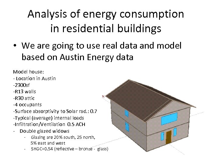 Analysis of energy consumption in residential buildings • We are going to use real