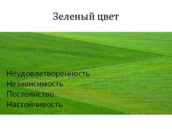 Зеленый цвет Неудовлетворенность Независимость Постоянство Настойчивость 