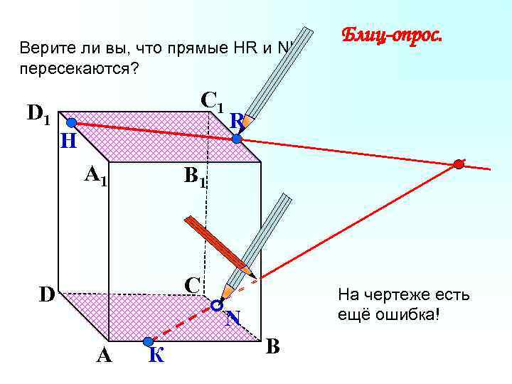 Верите ли вы, что прямые НR и NK пересекаются? D 1 С 1 Н