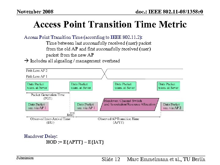 November 2008 doc. : IEEE 802. 11 -08/1358 r 0 Access Point Transition Time