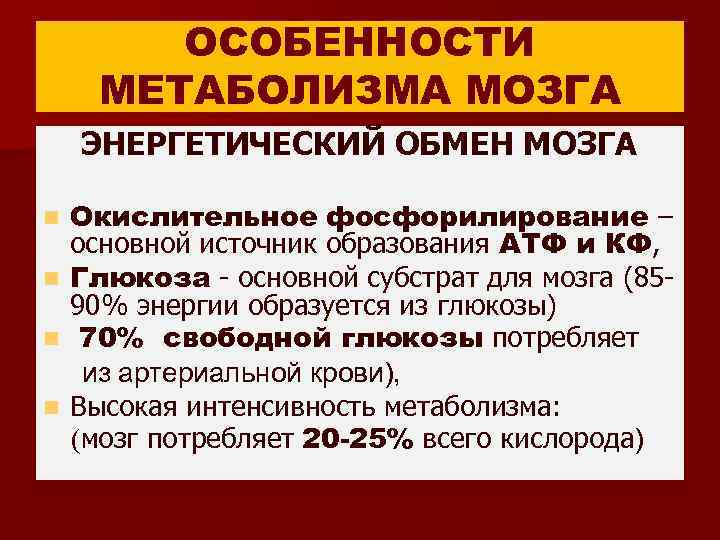 Особенности метаболизма