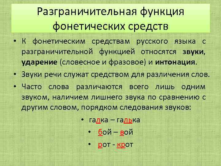 Фонетические функции. Функции звуков речи. Функции звука. Роль фонетики в языке.