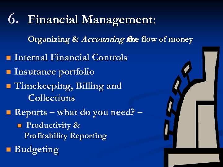 6. Financial Management: Organizing & Accounting for flow of money the Internal Financial Controls