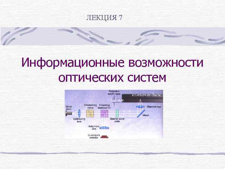ЛЕКЦИЯ 7 Информационные возможности оптических систем 