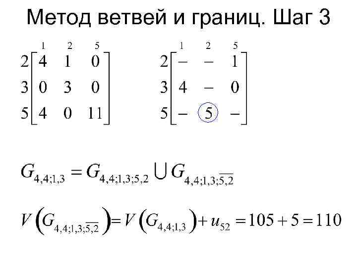 Метод ветвей и границ. Шаг 3 