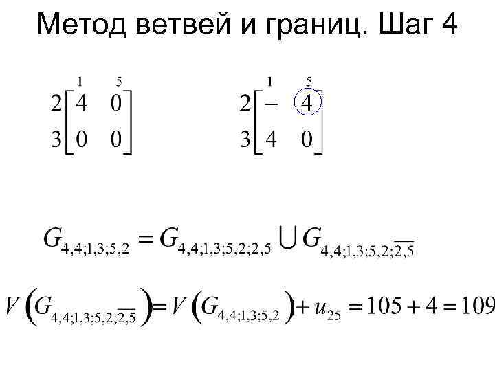 Метод ветвей и границ. Шаг 4 