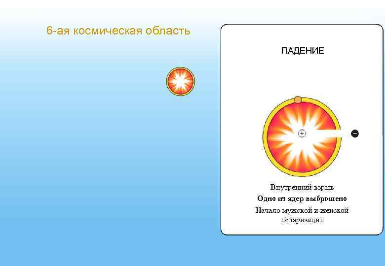 6 -ая космическая область ПАДЕНИЕ Внутренний взрыв Одно из ядер выброшено Начало мужской и