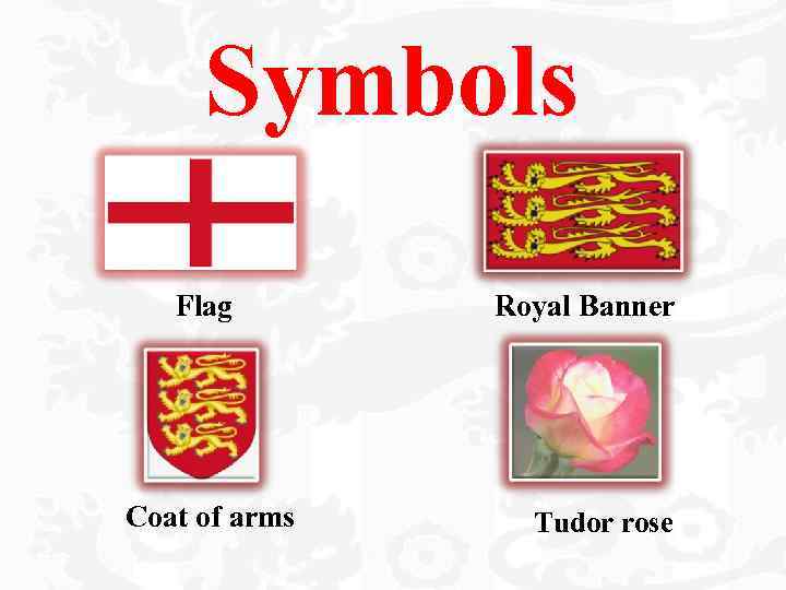 Symbols Flag Coat of arms Royal Banner Tudor rose 