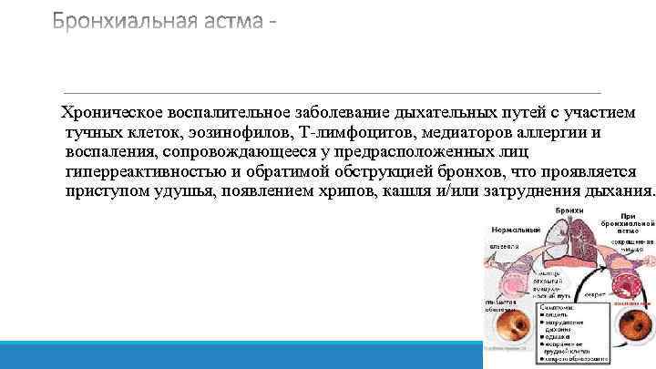 Хроническое воспалительное заболевание дыхательных путей с участием тучных клеток, эозинофилов, Т-лимфоцитов, медиаторов аллергии и