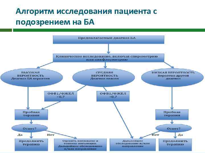 Алгоритм исследования пациента с подозрением на БА 