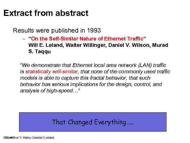 Extract from abstract Results were published in 1993 – “On the Self-Similar Nature of