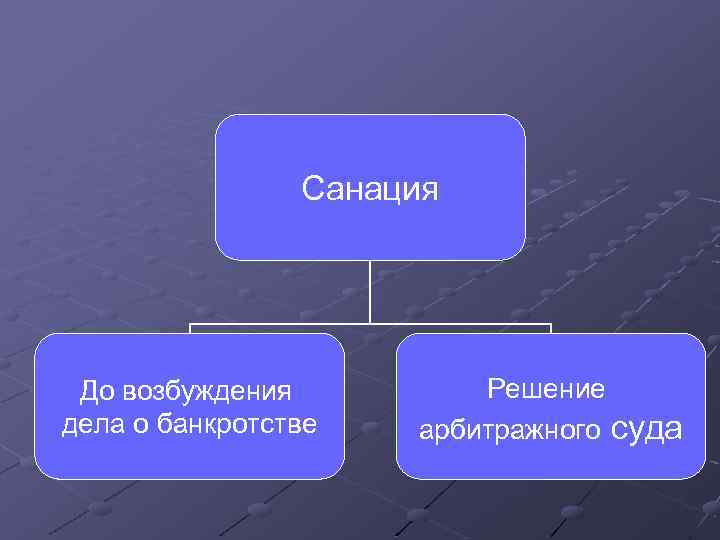 Санация До возбуждения дела о банкротстве Решение арбитражного суда 