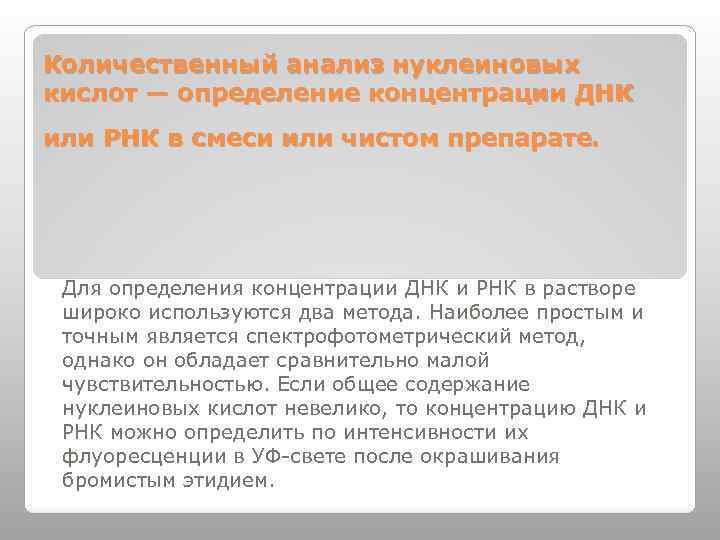 Количественный анализ нуклеиновых кислот — определение концентрации ДНК или РНК в смеси или чистом