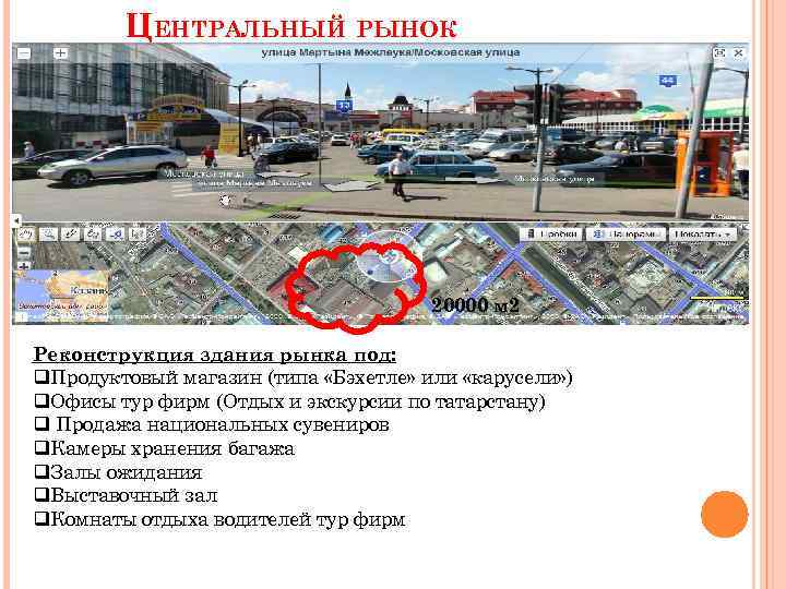 ЦЕНТРАЛЬНЫЙ РЫНОК 20000 м 2 Реконструкция здания рынка под: q. Продуктовый магазин (типа «Бэхетле»