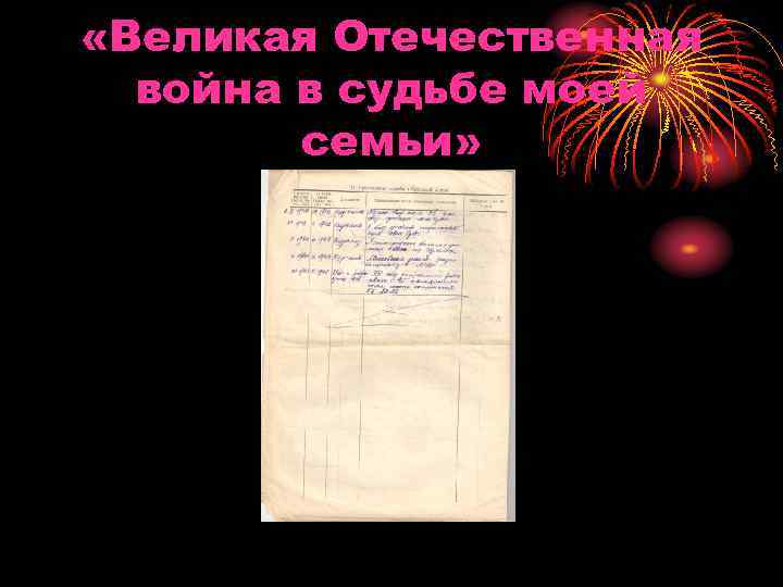  «Великая Отечественная война в судьбе моей семьи» 