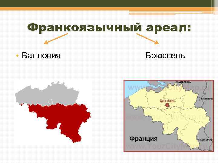 Франкоязычный ареал: • Валлония Брюссель 