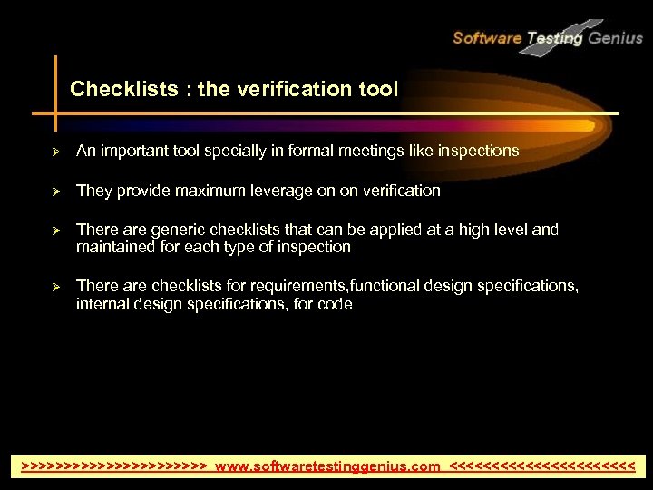 Checklists : the verification tool Ø An important tool specially in formal meetings like