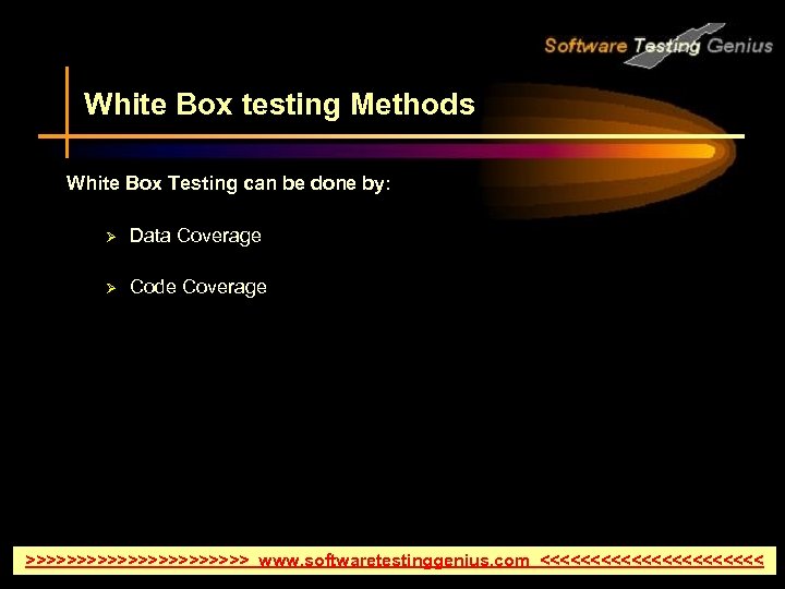 White Box testing Methods White Box Testing can be done by: Ø Data Coverage