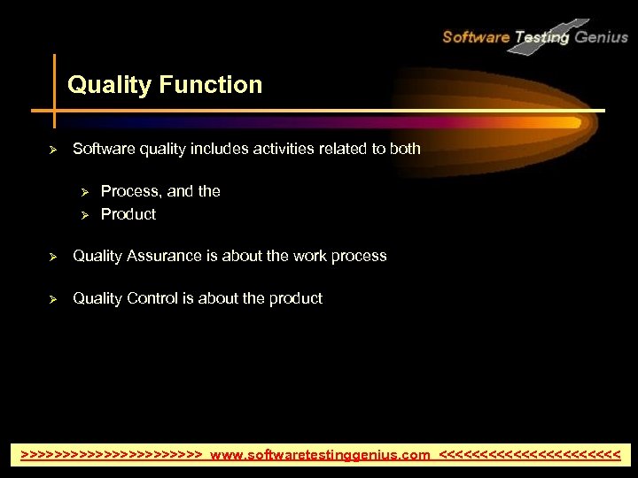 Quality Function Ø Software quality includes activities related to both Ø Process, and the