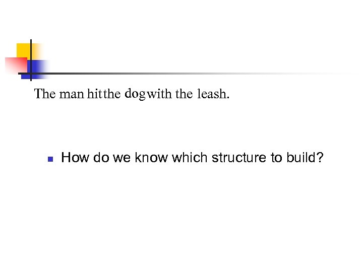 The man hit the dog with the leash. n How do we know which