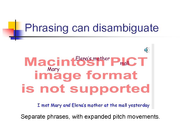 Phrasing can disambiguate Elena’s mother Mary mall I met Mary and Elena’s mother at