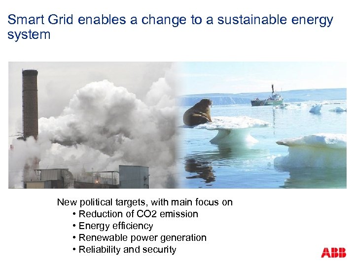 Smart Grid enables a change to a sustainable energy system New political targets, with