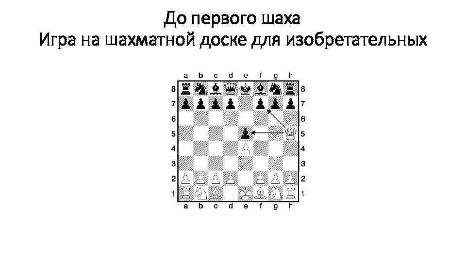 До первого шаха Игра на шахматной доске для изобретательных 