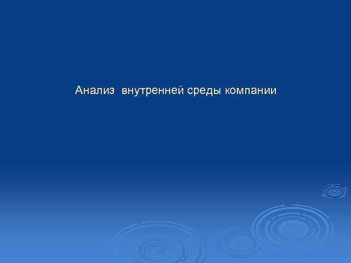 Анализ внутренней среды компании 