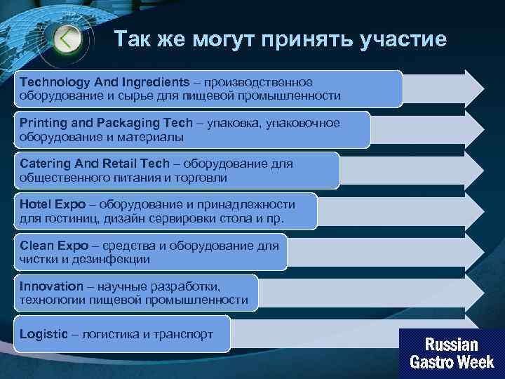 Так же могут принять участие Technology And Ingredients – производственное оборудование и сырье для