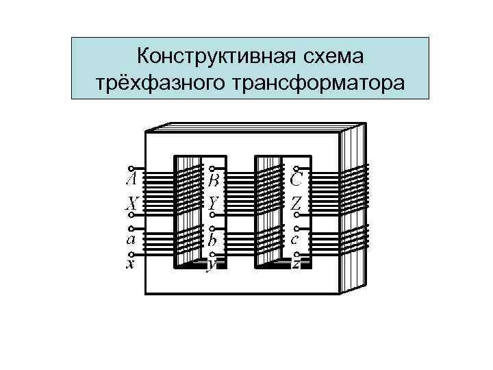 Конструктивная схема трёхфазного трансформатора 