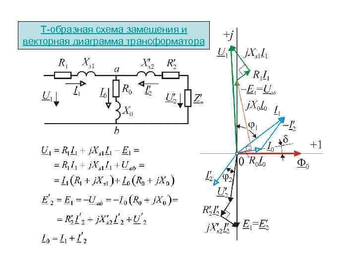 Т-образная схема замещения и векторная диаграмма трансформатора 