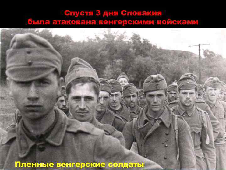 Спустя 3 дня Словакия была атакована венгерскими войсками Пленные венгерские солдаты 
